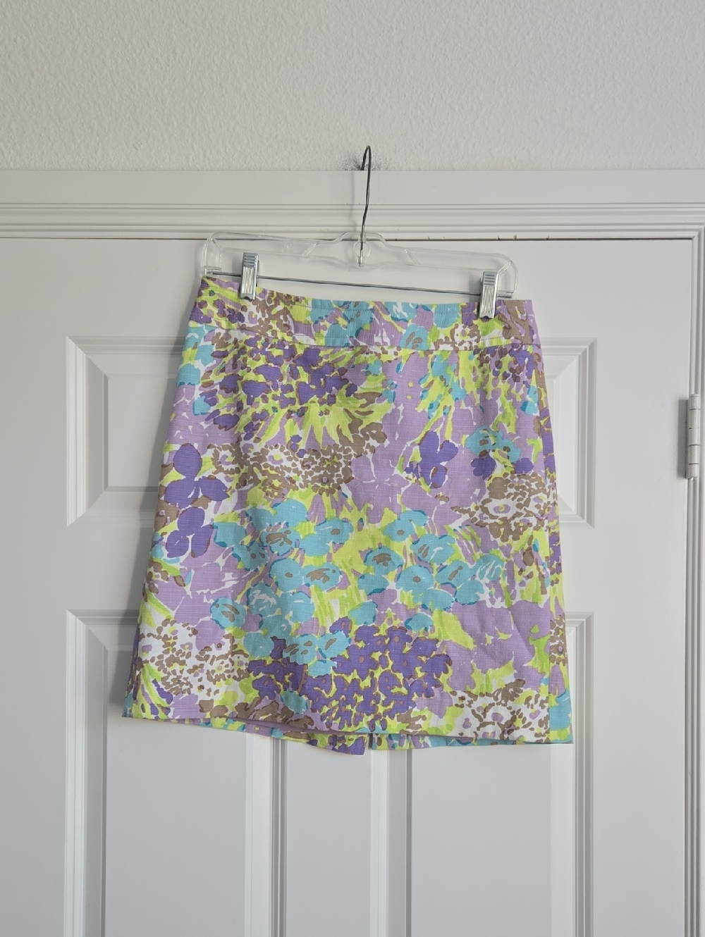 Talbots Lavender Floral Print Skirt with Aqua & Lime Accents